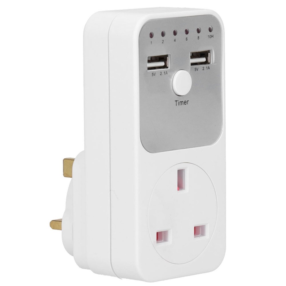Digital Countdown Timer Socket With USB Ports For Home Appliances Energy Saving