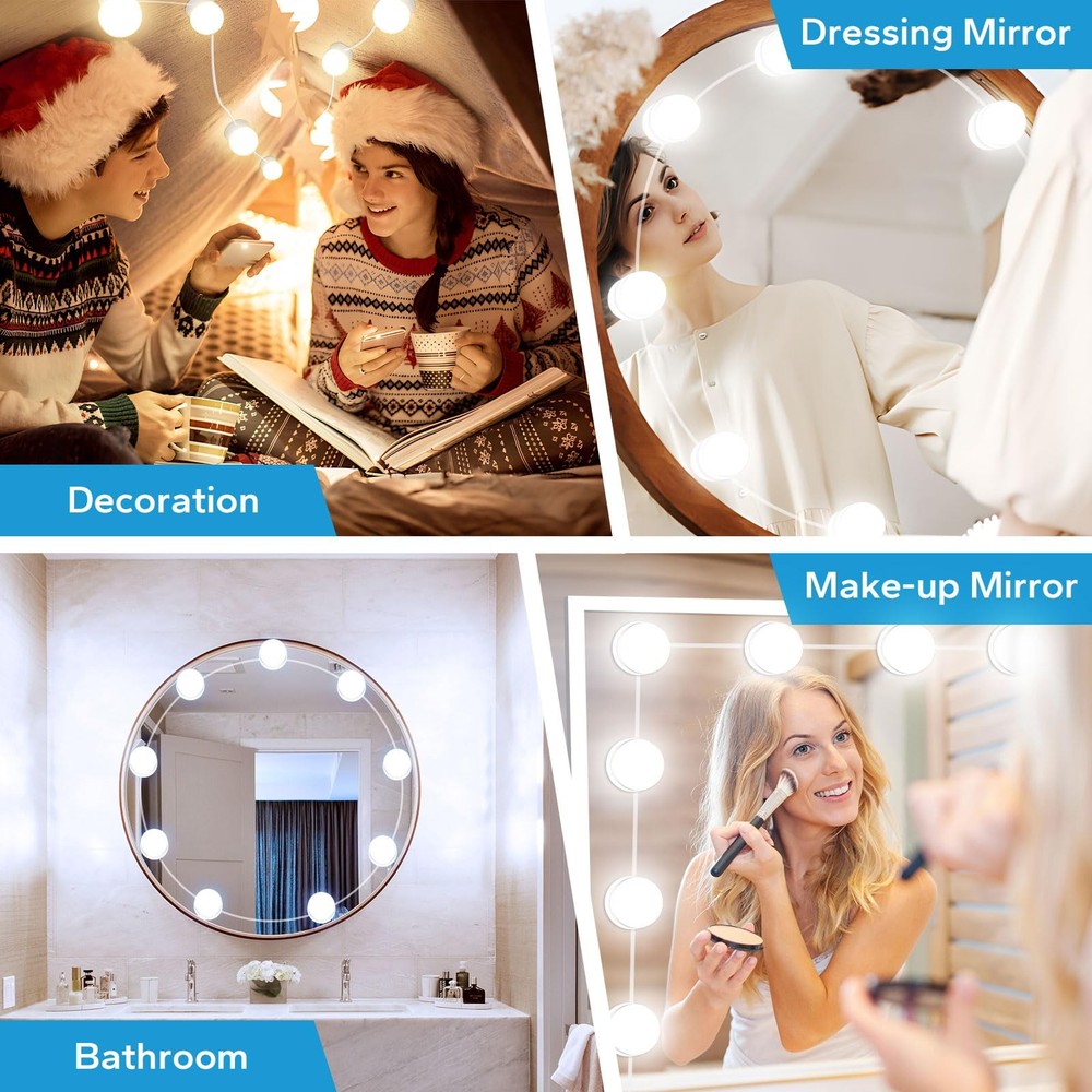 LED Vanity Lights For Mirror, Stick on 10 (White), White