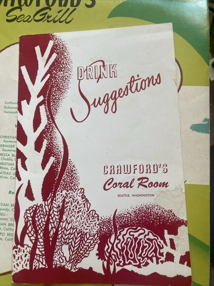 Crawford’s Sea Grill(Seattle)1952 menu W/xtras
