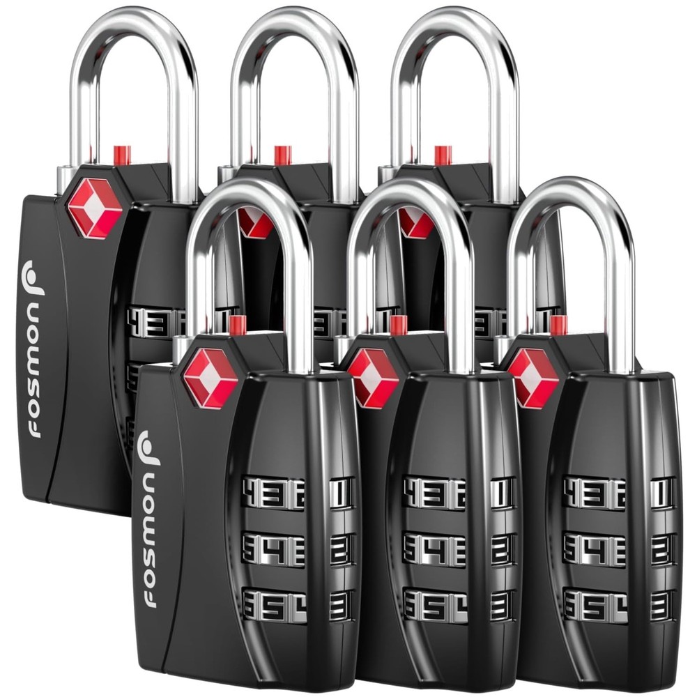 Durable TSA Approved 6 Pack Luggage Locks with Rotating 3-Digit Combinations
