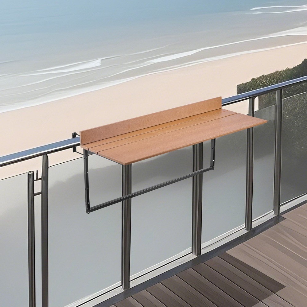 Rust-Resistant Balcony Table 15x39in 5-Setting Adjustable Foldable 50lb Support