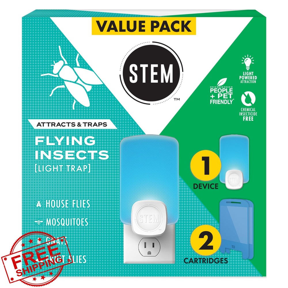 STEM Fruit Fly Trap Indoor Insect Control Blue Light Plug-In Starter Kit