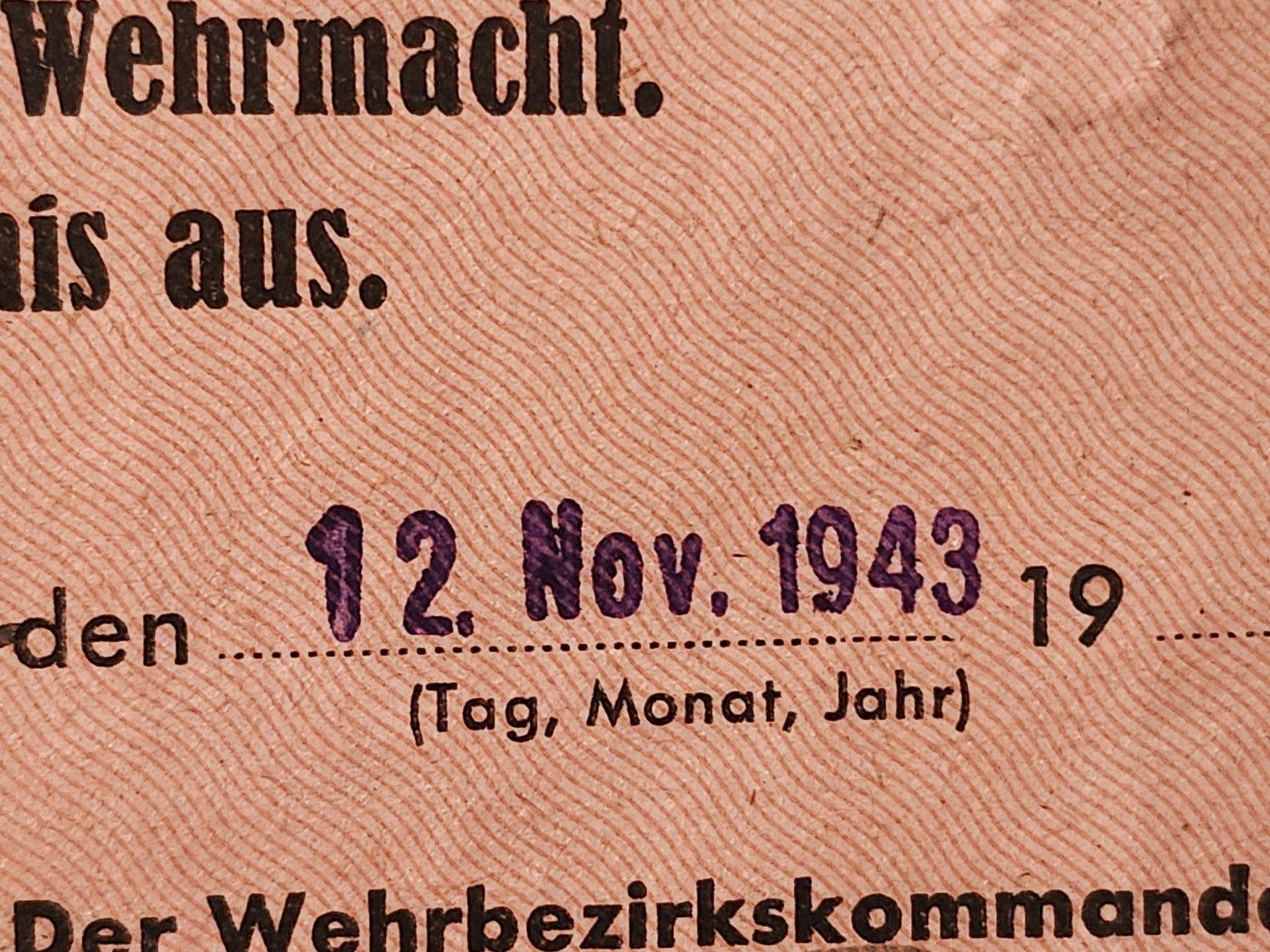 WW2 Germany. Ausmusterungsschein (Discharge Certificate)