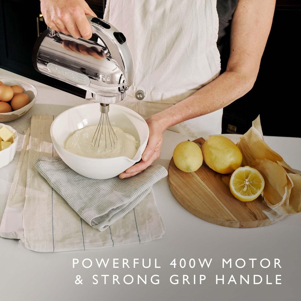 Powerful 300W Hand Mixer with 4 Speed Settings, Attachments, and Storage