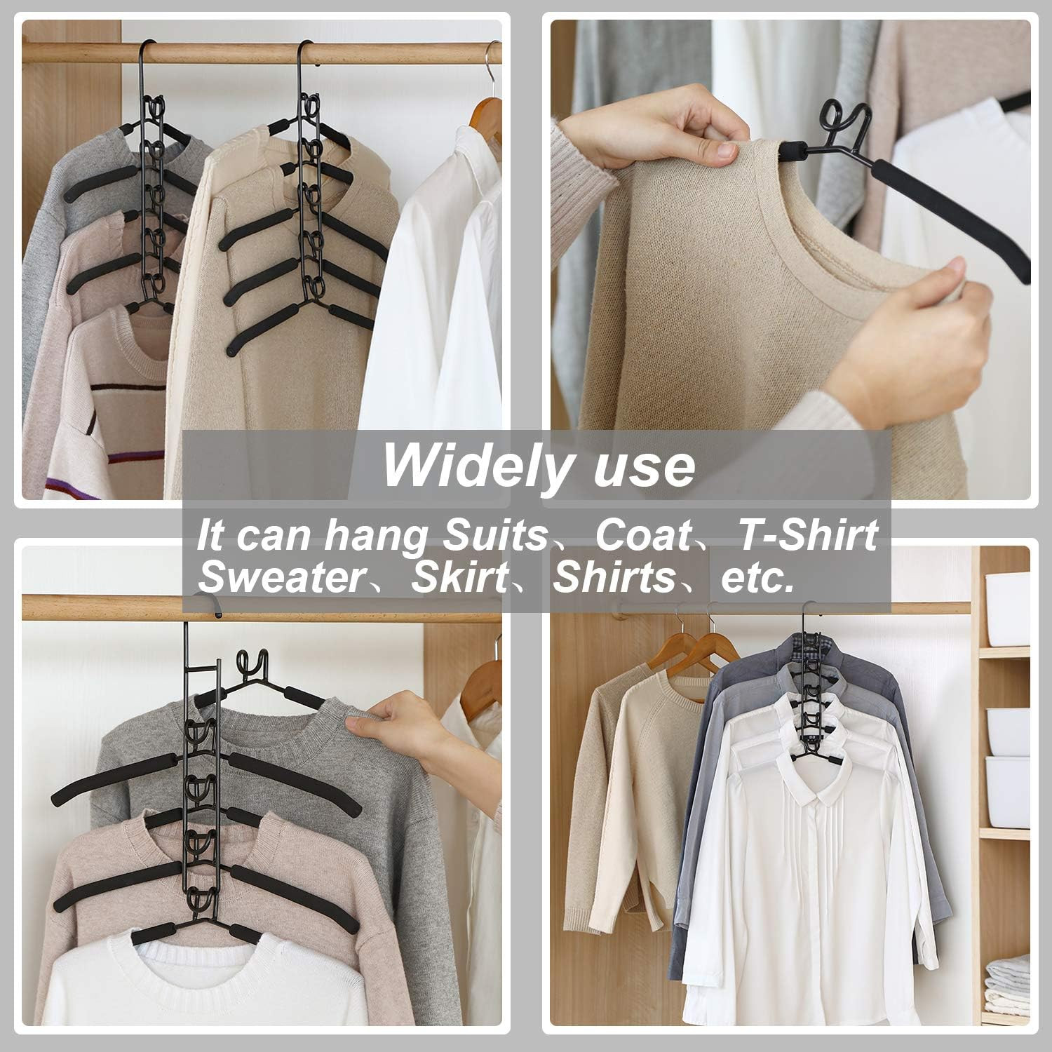 Multi Layer Clothes Hangers 5in1 Sweater Shirt Hanger Pack of 4 for Shirts Space