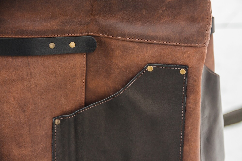 Adjustable Black&Brown Leather Work Apron BeaverCraft AP3X