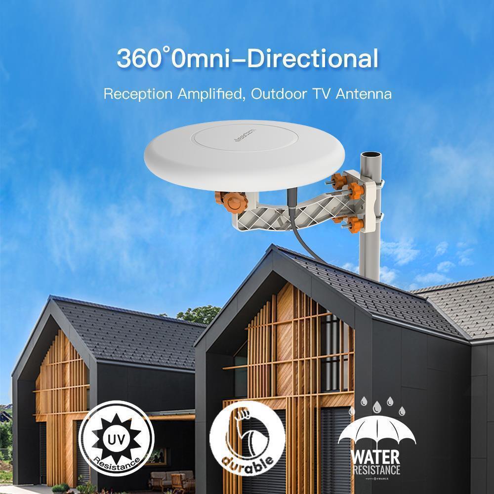 HDTV Outdoor Amplified TV Antenna 360° Omni-Directional Digital HD 1080P 4K