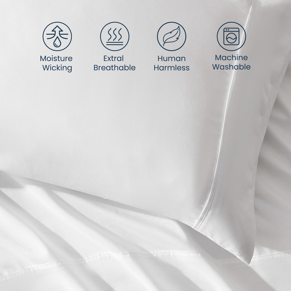 SLEEP ZONE Nanotex® Super Soft Cooling Full Size Bed Sheets Set 4 Piece - Easy C
