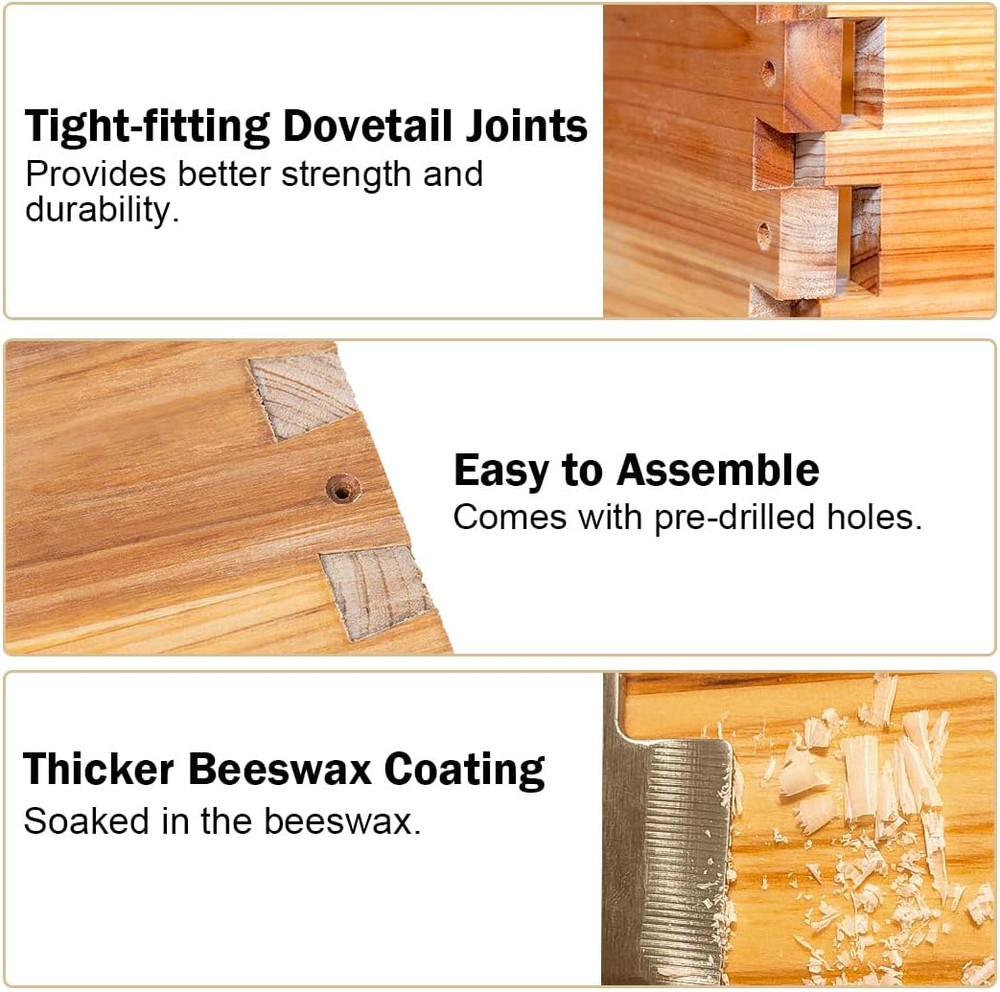 10 Frame Langstroth Bee Hive Coated with Beeswax Includes Beehive Frames and Wax