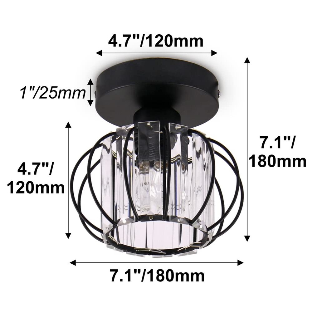 FRIXCHUR Black Modern Semi Flush Mount Ceiling Light Fixture Ceiling Light Sh...