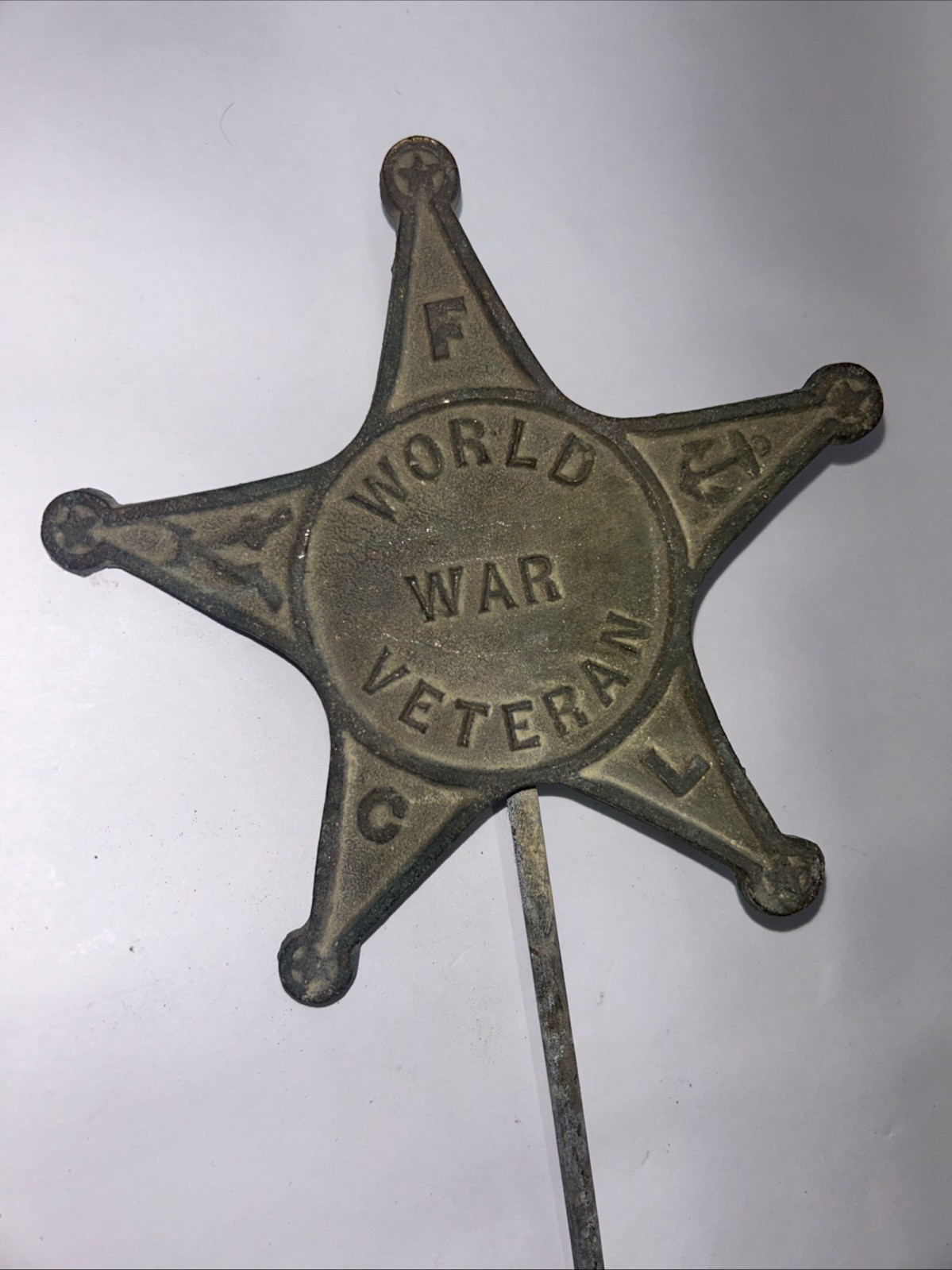 Vintage World War Veteran United States Army Cemetery Grave Marker Sign