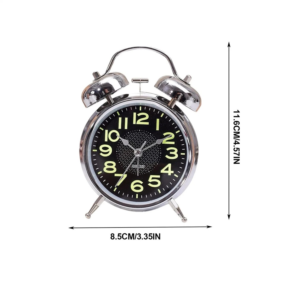Mechanical Alarm Clock Wind up Clock Luminous 3 Inch Quiet Timer Watch**