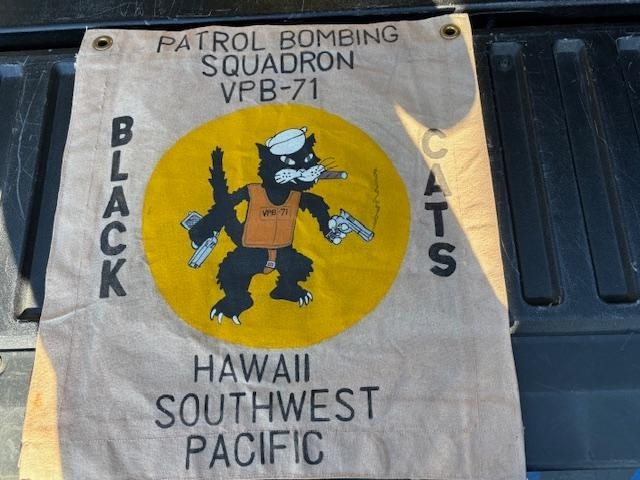 WWII USN VPB-71 PATROL BOMBING SQUADRON  BLACK CATS SOUTH PACIFIC    FLAG