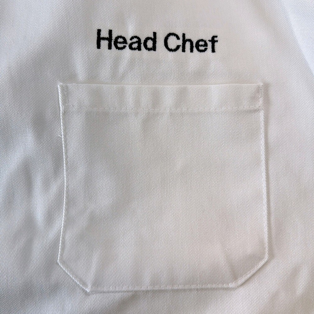 S&H White Men's Chefs Coat with "Head Chef" Embroidered on Chest 3XL