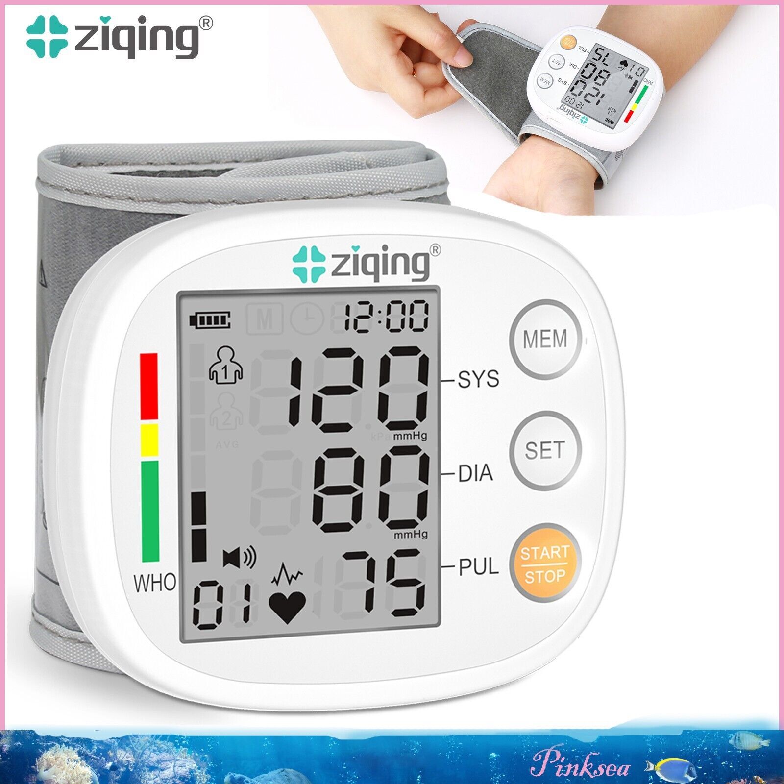 Automatic LCD Wrist Blood Pressure Monitor BP Machine Heart Rate Machine