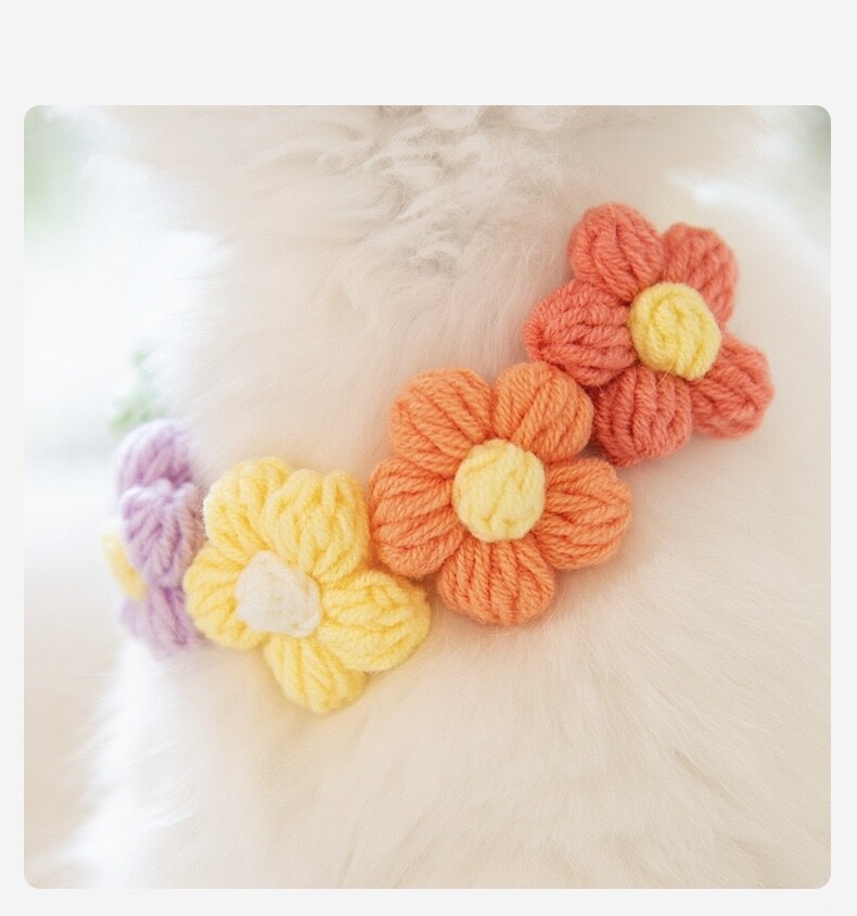 puff flower knitted collar