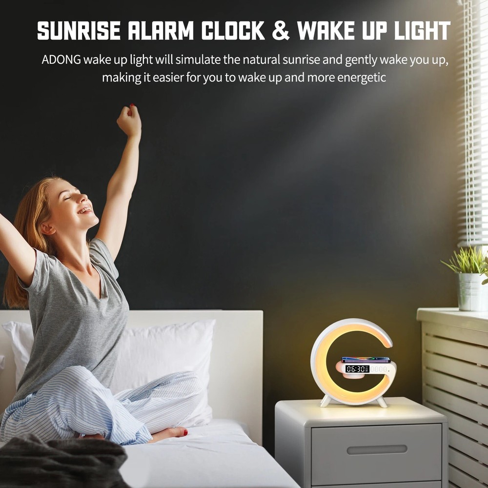 Mini-G LED Night Light Alarm Clock Bluetooth Connection Audio w/ Charging Point