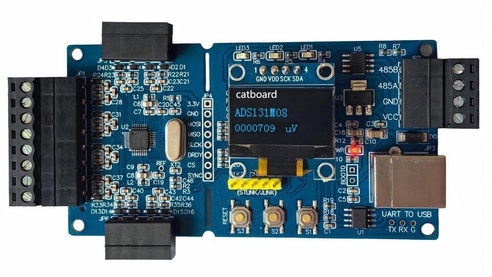 ADS131M08 Module - 24-bit High-Precision ADC with 8-Channel Input OLED
