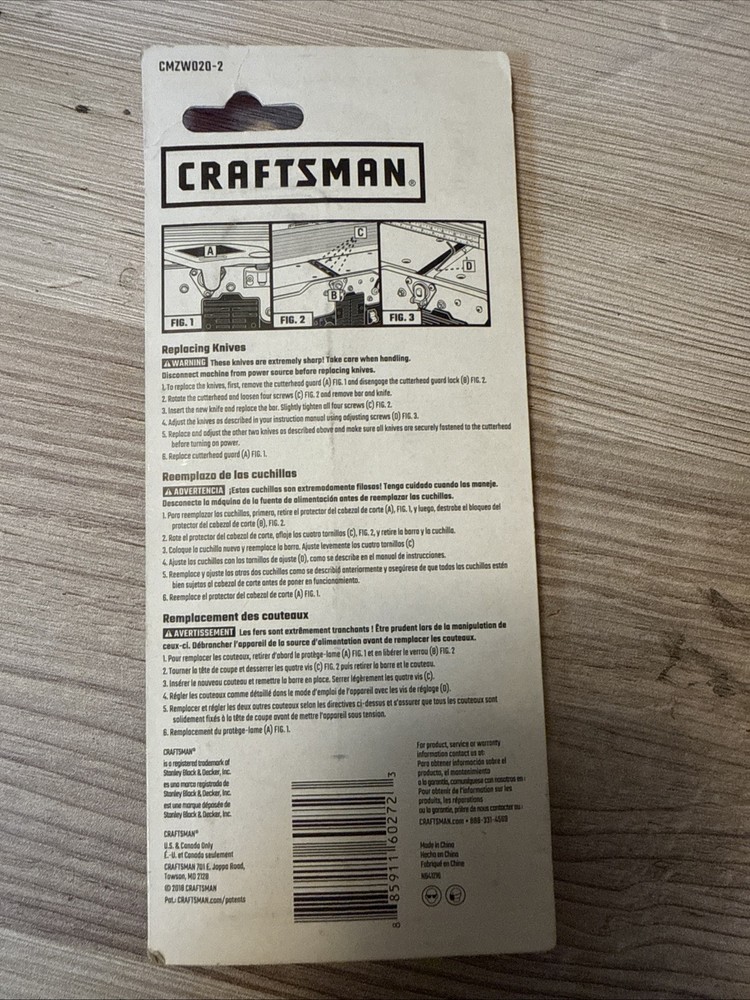 Craftsman 6” Jointer Blade Pack. 2pc Pack, New (CMZW020-2)