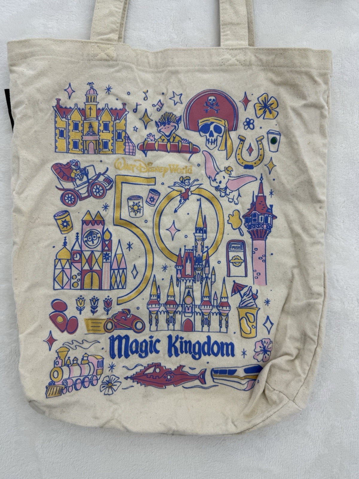Starbucks Disney 50th Anniversary Cream Tote Bag Magic Kingdom