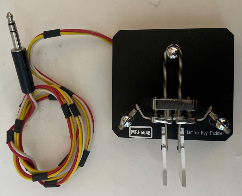 MFJ-564B Dual Iambic Key Paddle Ham Radio Key Morse Code Chrome/Black Base New