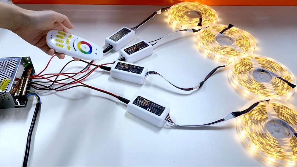 Wireless RGBW LED Controller Kit - 4 Zone Remote, Wi-Fi Compatible, 4CH Multicol