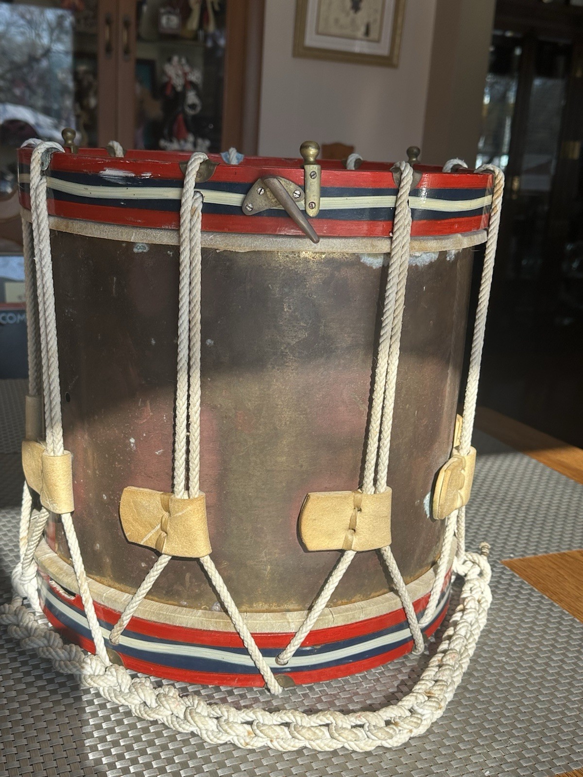 WWII Royal Air Force "Dieu Et Mon Droit" Red White & Blue War Side Drum