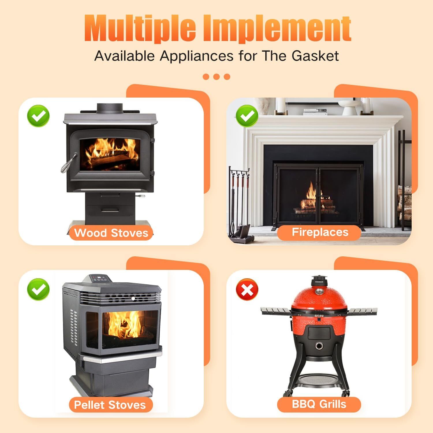Wood Stove Gasket Graphite Impregnated Fiberglass Rope Seal Rope Replacement
