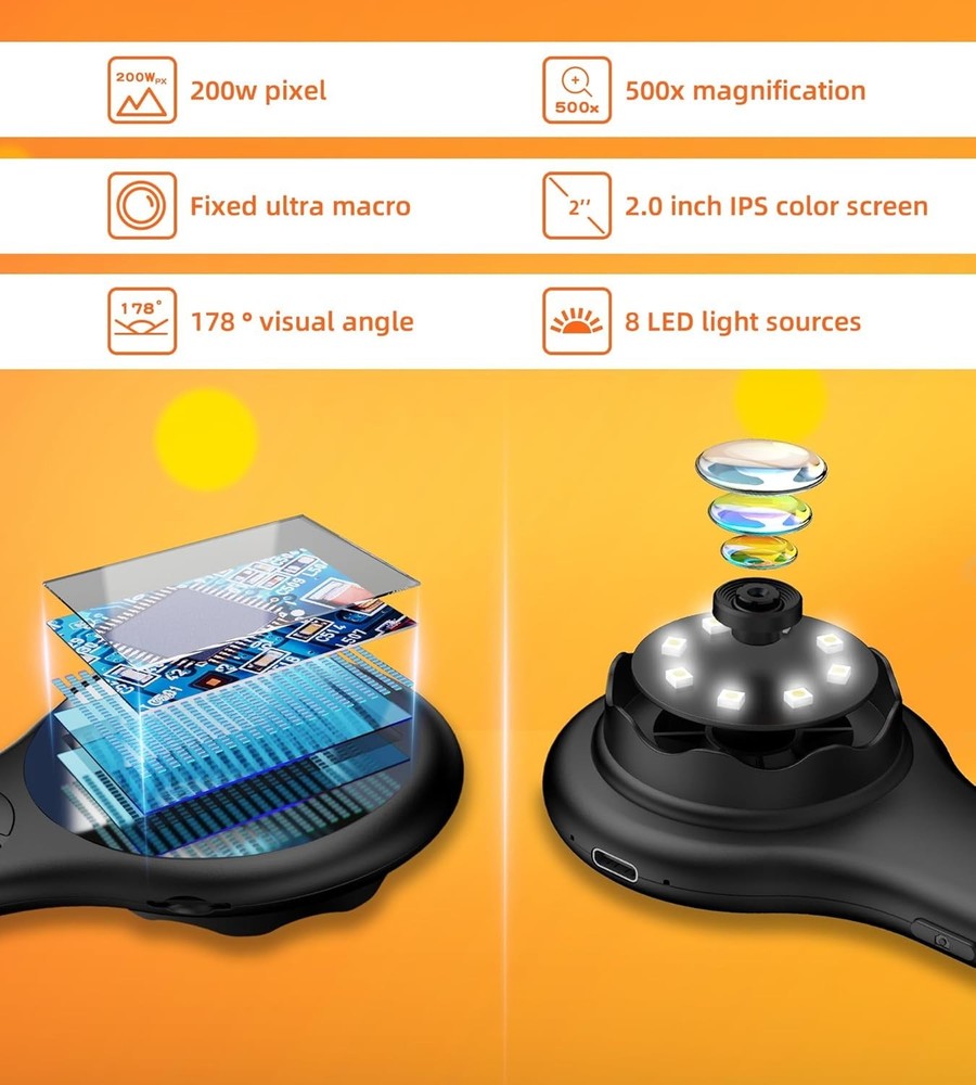 Microscope for Kids, Mini Pocket Handheld Kid Microscope for Toddlers, Educat...