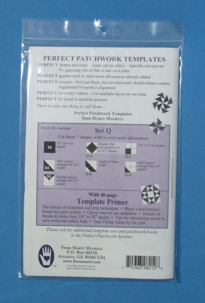 Marti Michell Perfect Patchwork Acrylic Templates Set Q with 7 Templates