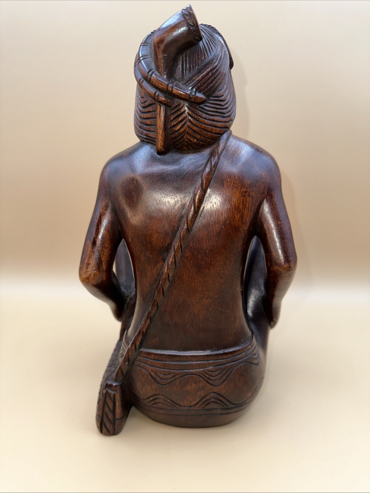 RARE!! VTG AFRICAN MAKONDE MAASAI HAND-CARVED EBONY WOOD SEATED WOMAN SCULPTURE