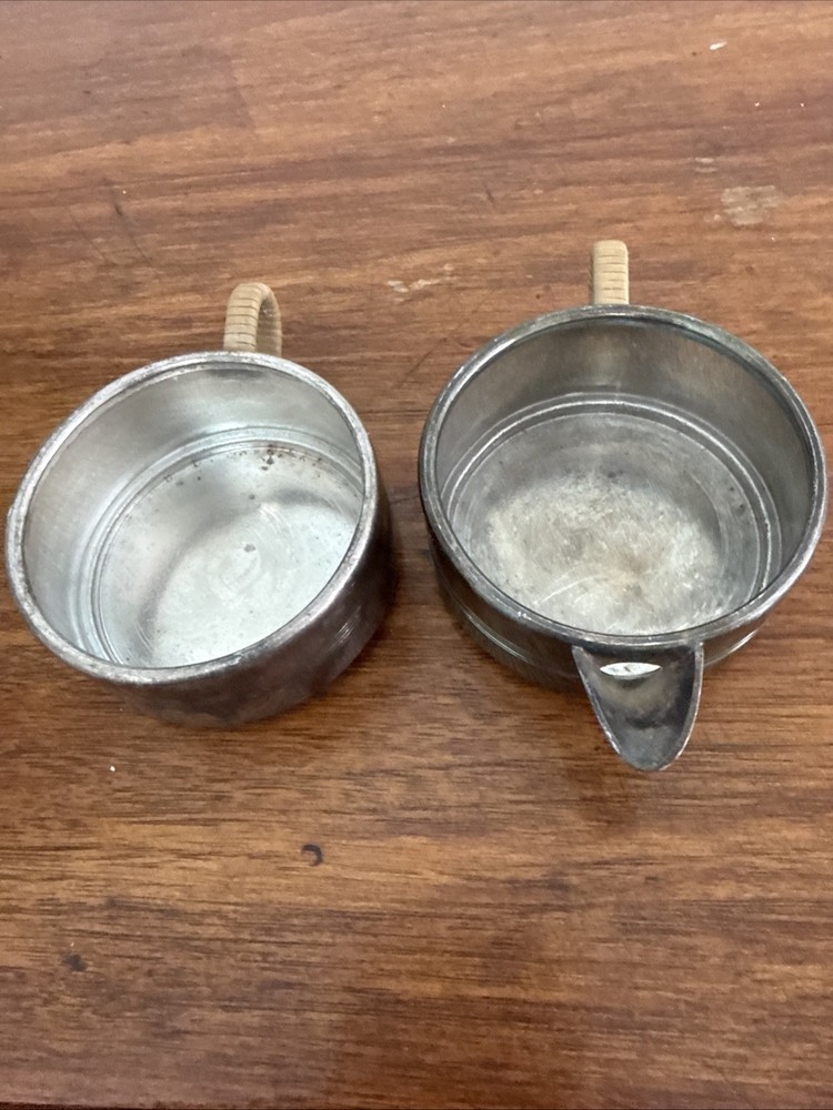 Unique Vintage 2 Piece SIlverplate Stackable Creamer And Mug