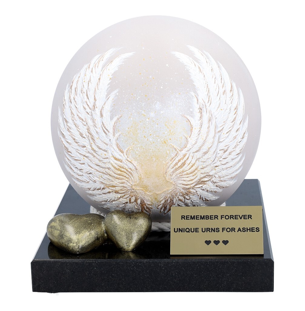 Cremation urn with angel wings Artistic urn for human ashes Personalise urn