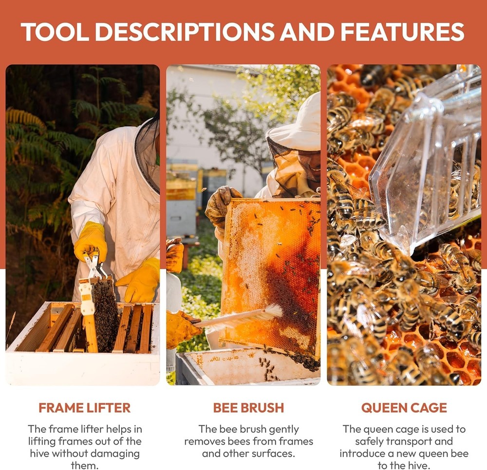 Bee Keeping Starter Kit | 11-Piece Beekeeping Supplies Set