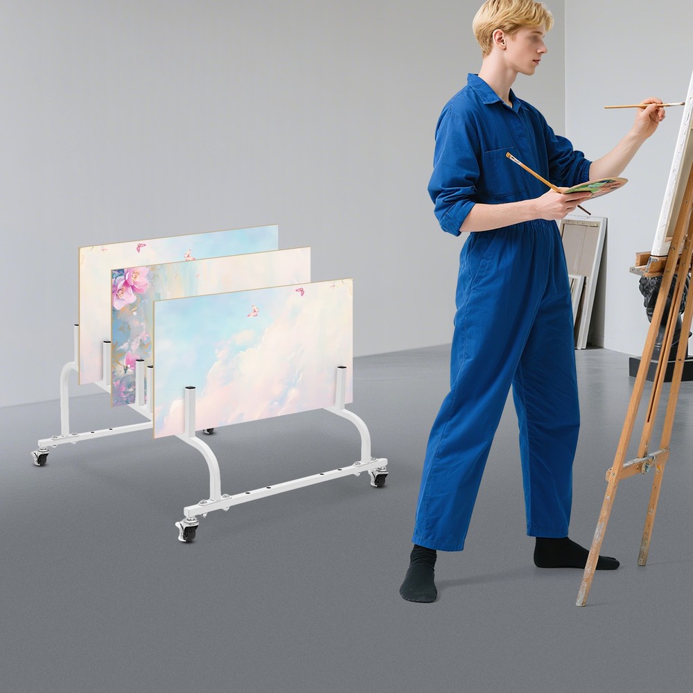 10-Slot Adjustable Canvas Storage Display Rack Cart with Wheels
