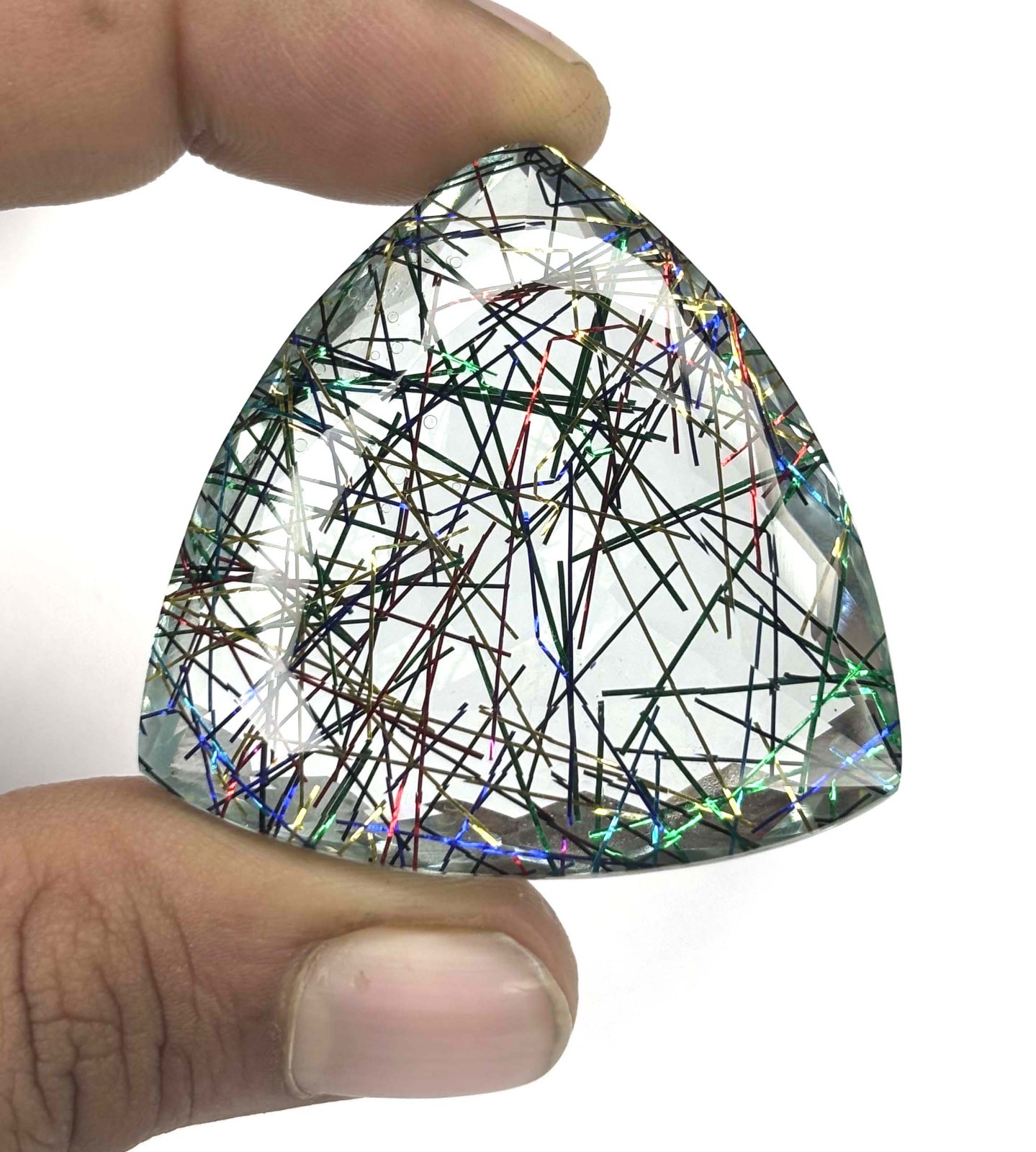 Natural Certified 190 Ct Multicolor Rutilated Quartz Loose Gemstone Trillion Cut