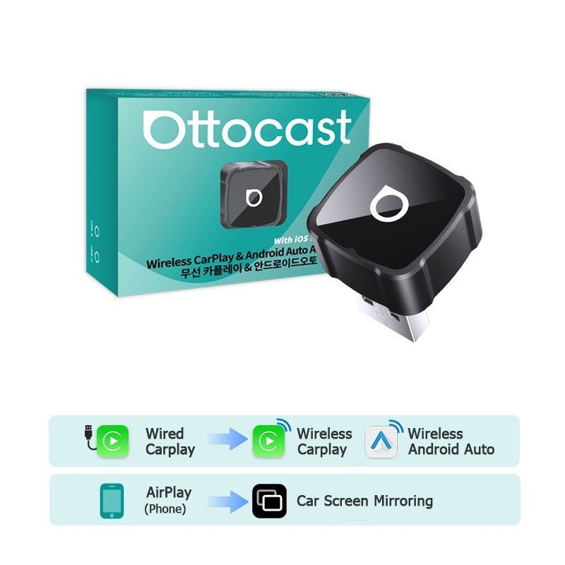 Ottocast 2026 Mini Cube 3IN1 Wireless Carplay & Android Auto & Mirroring Airplay