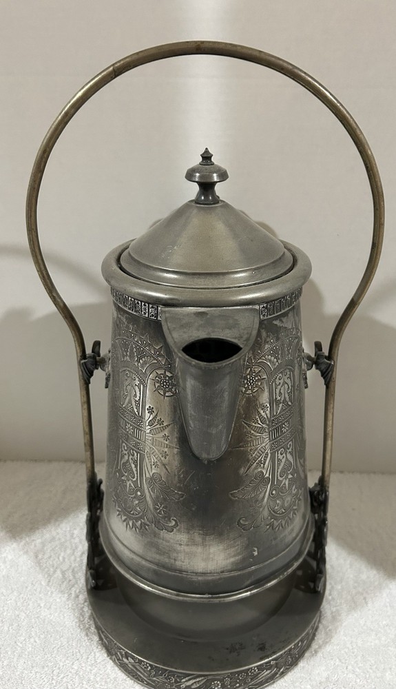 Antique Victorian Silver Plated Tilting Water Pitcher