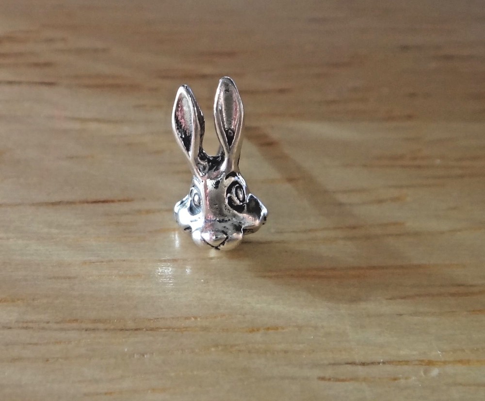 SINGLE Sterling Silver TINY 9x9mm Easter Bunny Rabbit Face Stud Earring