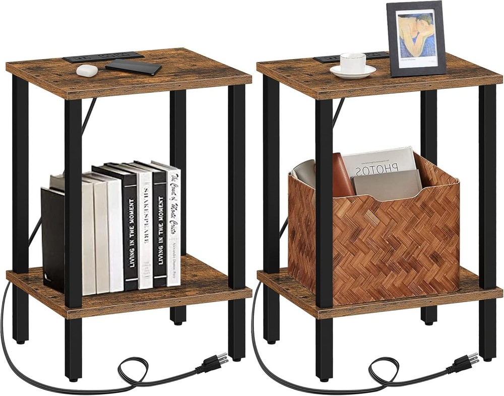 End Table with Charging Stat, Side Table with USB Ports and