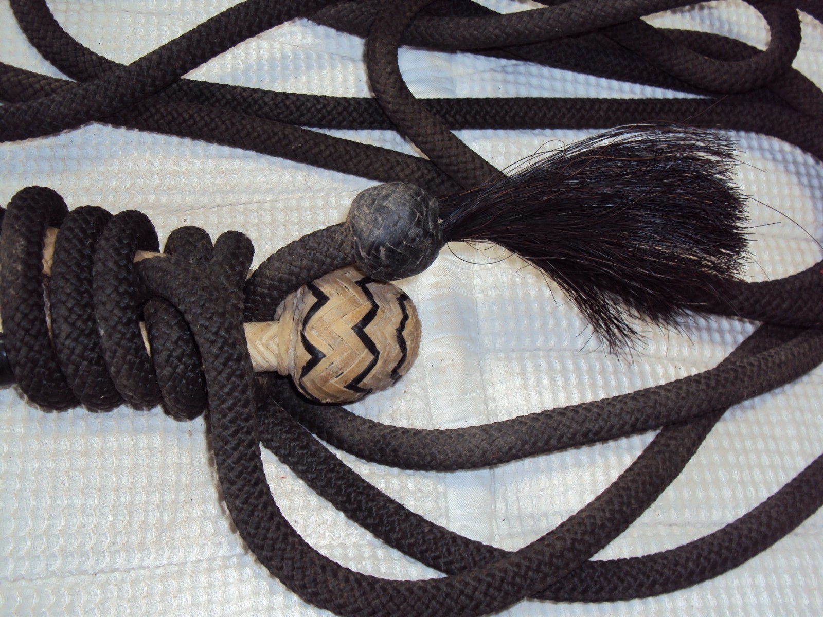 Western Rawhide Braided Bosal & Mecate Reins - Tassels - Full Size - GREAT