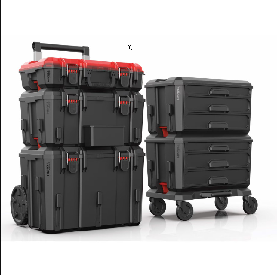 Hyper Stack Heavy Duty Modular Rolling Toolbox System, Black