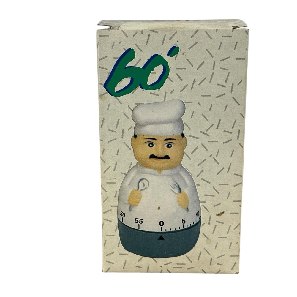 Chef Shaped 60 Minute Mechanical Kitchen Timer 4" Tall Tested Works