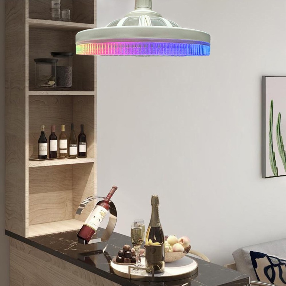 Remote Control Ceiling Crystal Fan Light, RGB Multiple Colors, Adjustable LED...