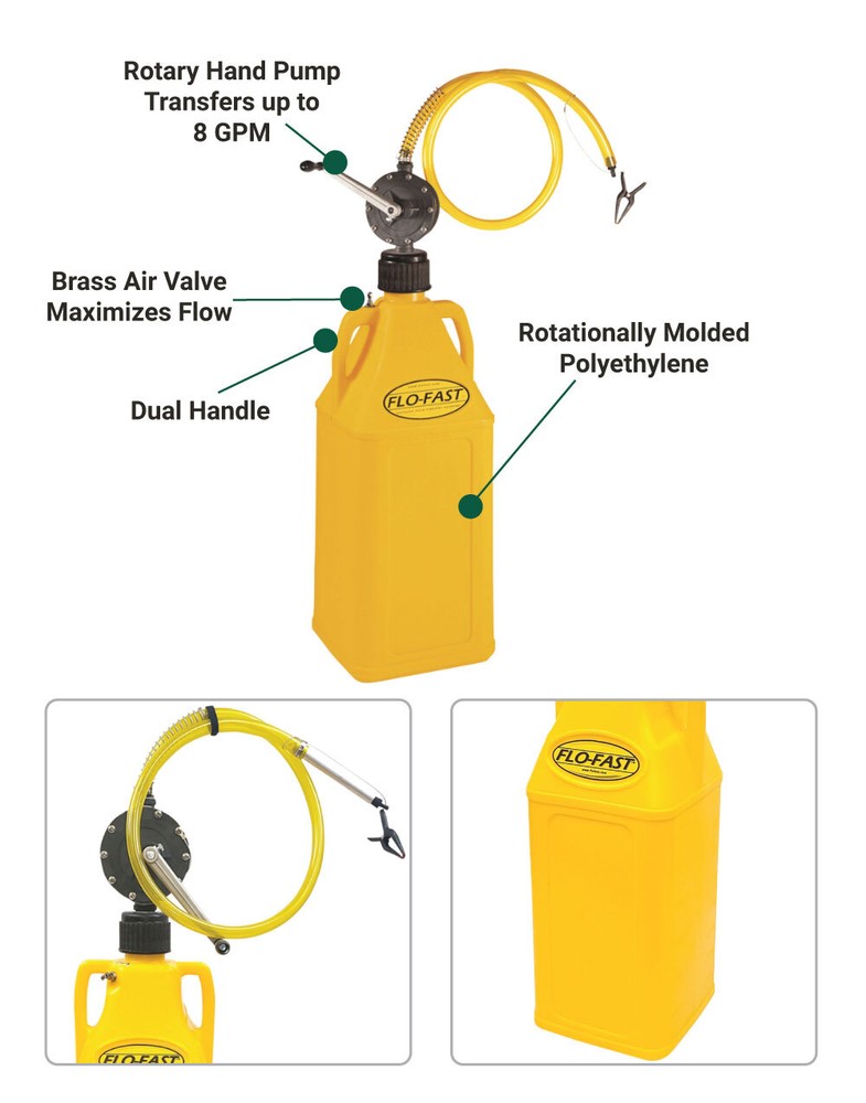 FLO-FAST 10.5 Gallon Gasoline Container - Yellow