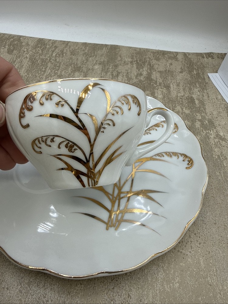 Sterling China Japan – Gold Abstract Plume Pattern Snack Set - Read Description