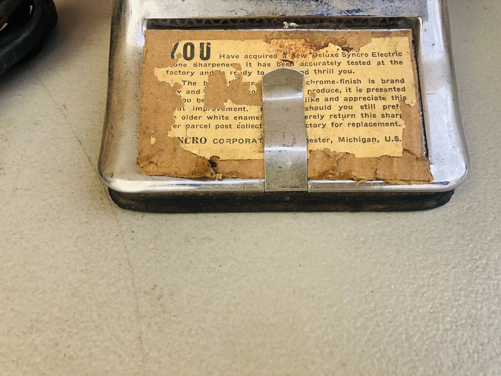 Rare Syncro Electric Hone Barber Razor Sharpener 1950s Sharpening