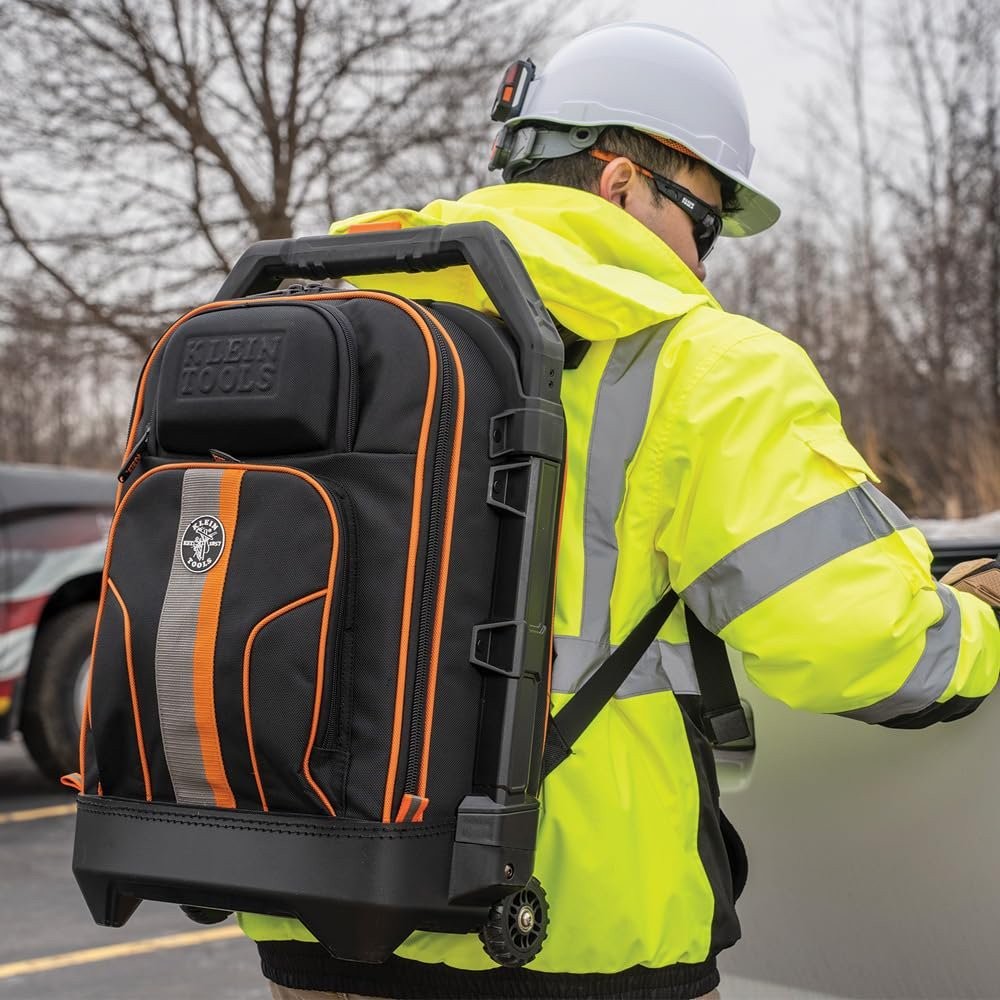 Klein Tools 55604 Rolling Tool Backpack, Tool Bag with 28 Pockets, Heavy Duty...