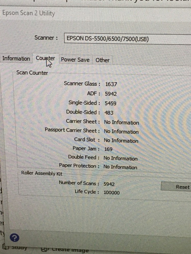 Epson WorkForce DS-7500 Document Sheet Scanner 5,942 Scan Count w/ Ac Adapter