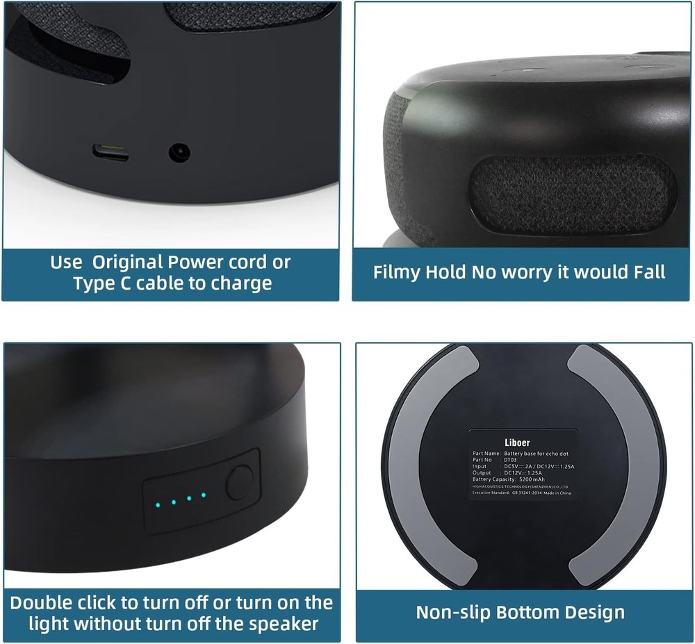 16-Hour Battery Pack for Dot 3rd Gen & Google Mini 2 - Portable & Durable Design